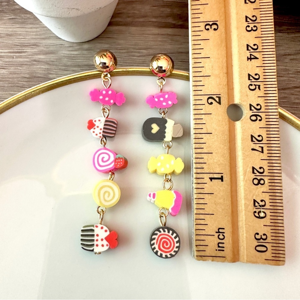 Candyland Earrings Dessert Candy Ice Cream Bead Cute Kawaii Kitsch Jewelry NEW - Picture 5 of 6